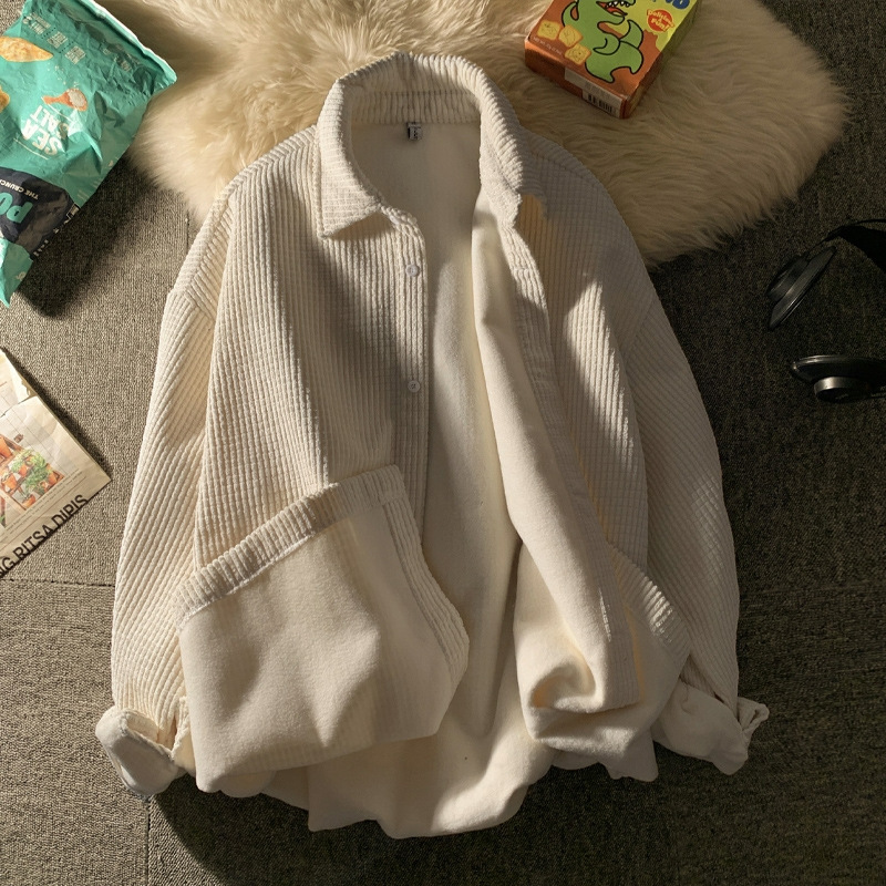 Waffle thin long-sleeved shirt women's spring/autumn/winter loose Harajuku bf shirt minimalist Hong Kong style chic coat top Waffle thin long-sleeved shirt women's spring/autumn/winter loose Harajuku bf shirt minimalist Hong Kong style chic coat top