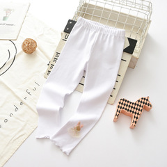 2024 Spring Women's Children Leggings Long Pants 95 Cotton Elastic Fitted Children's Pants with Net Fabric Skirt Rabbit Matchy-Hang Style Korean Version Pants