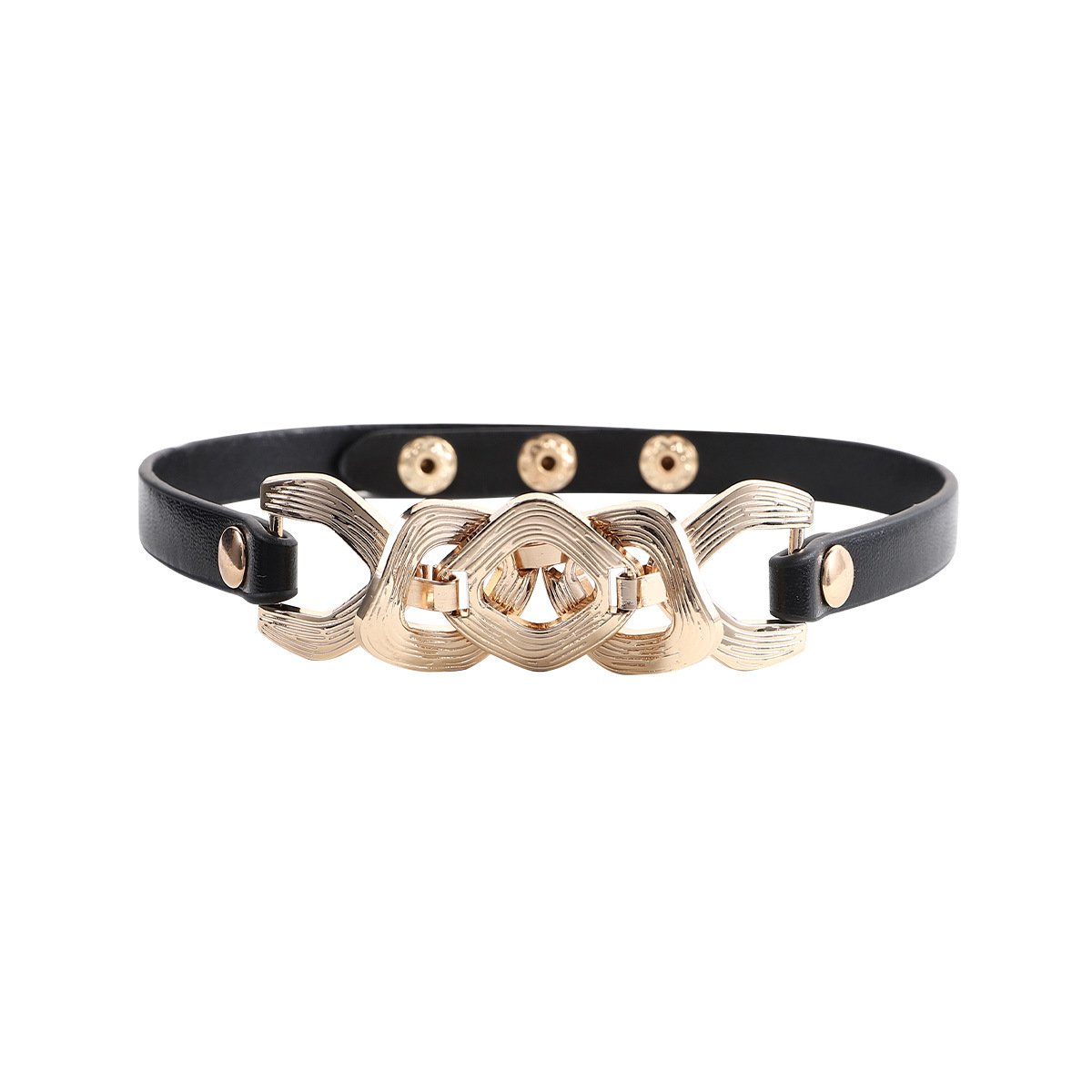 Round, Square Pattern Women'S Gender Punk Round Square Pu Leather Alloy Choker Wholesale