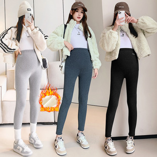 in stock Pregnant Women's Leggings Autumn and Winter New Pregnant Women's Pants Winter Outer Wear fleece-lined Thickened Warm Cotton Pants