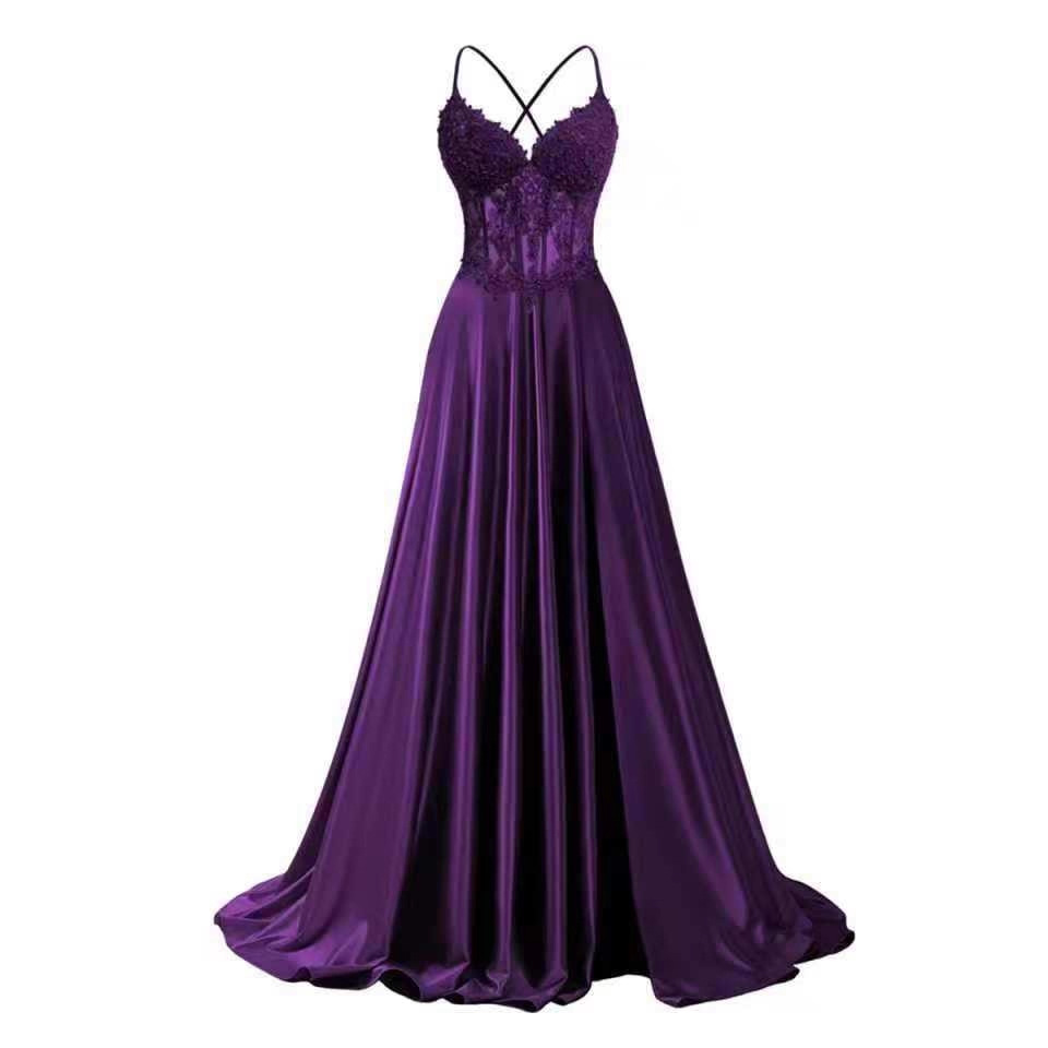 Amazon Evening Dress 2025 Cross-Border New European and American Women's Clothing Sexy Slim Suspender Dress Chiffon Appliqué