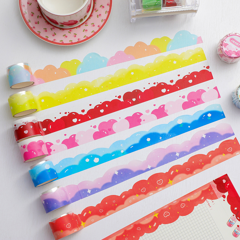 Ins Korean Cartoon Cute Cloud Tape Girl Hand Account Diy Decorative Stickers Paper Adhesive Tape Student And Paper Adhesive Tape display picture 1