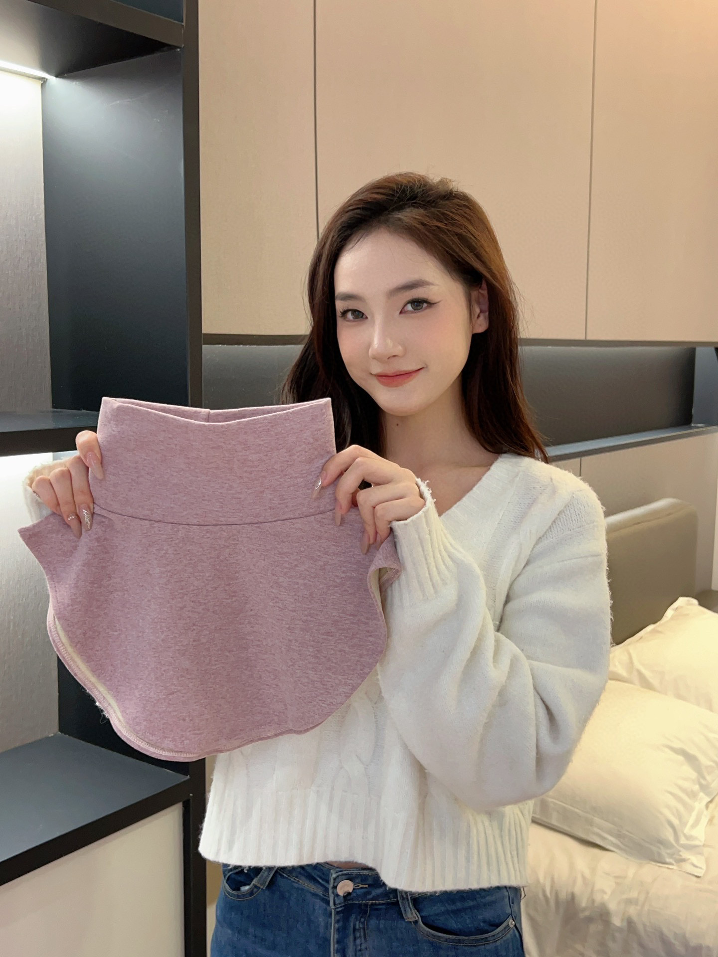 羊绒蚕丝双色粉紫