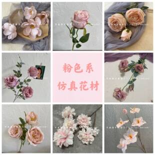 Pink simulation flower wedding flower wedding hall ceiling soft outfit hotel scene layout road
