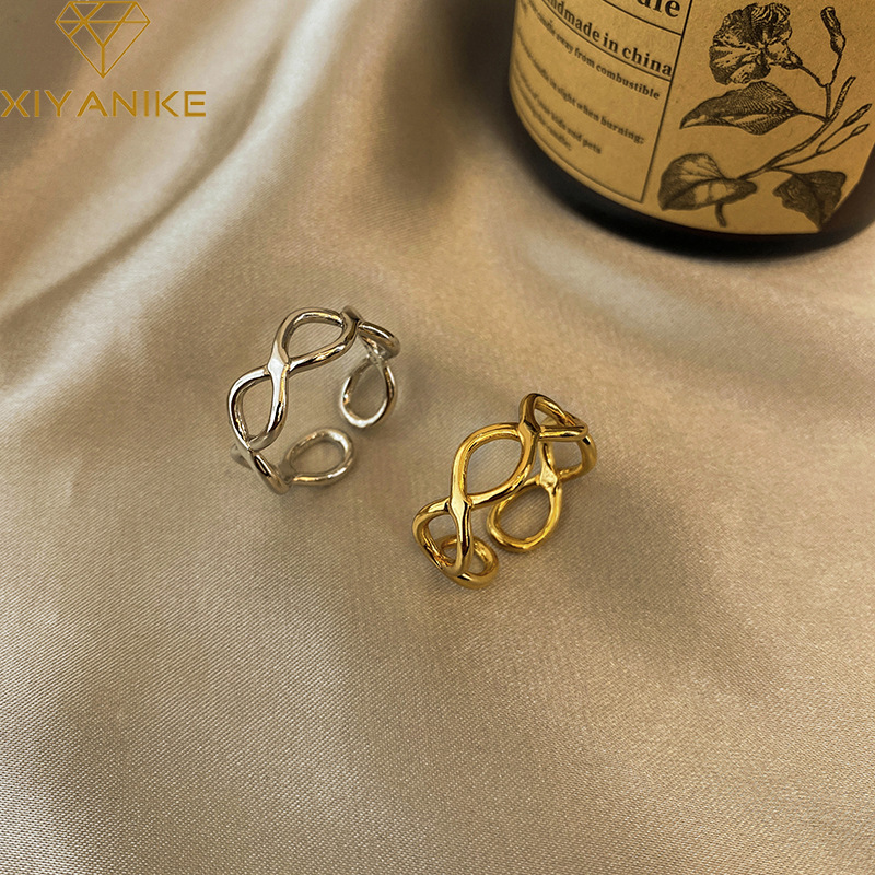 Korean personality hollow ring niche design sense geometric open ringpicture2