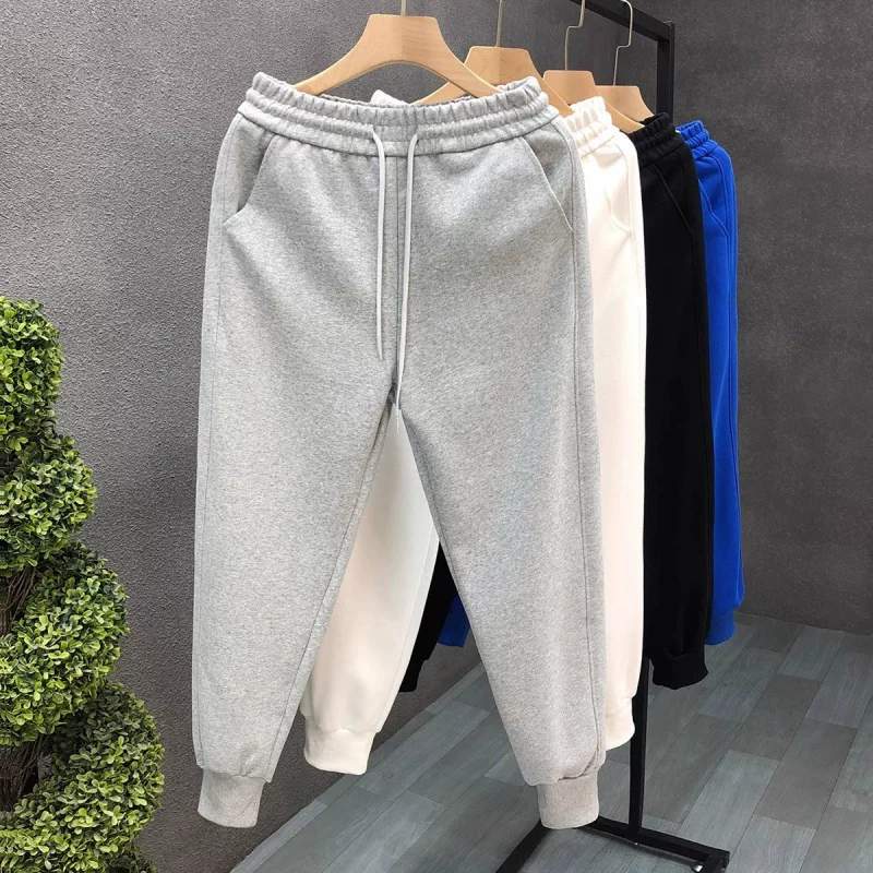 Колоритные осенние спортивные белые брюки, Slim fit