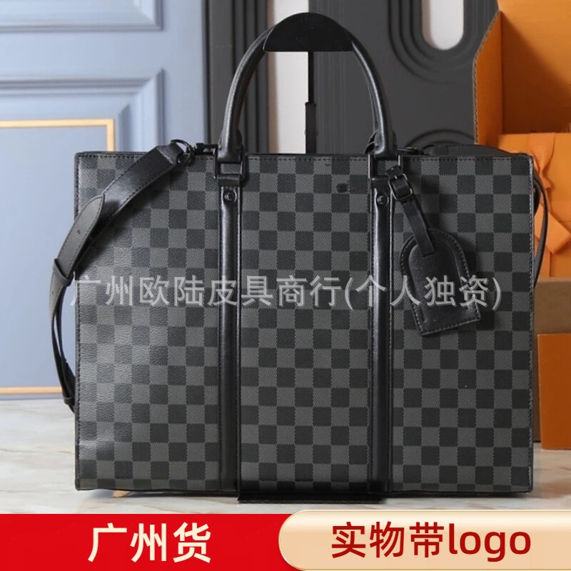 Cross-border supply, new classic monogrammed shopping bag, briefcase, tote bag, shoulder bag, and crossbody bag for men