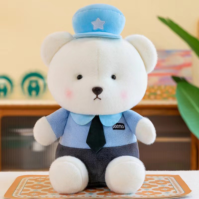 Nueva policía de tráfico oso muñeca policía Teddy oso muñeca de peluche de 8 pulgadas agarrar muñeca uniforme oso lote