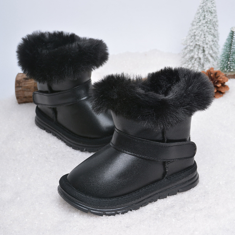 Botas de nieve cálidas para niños, muy vendidas en invierno, botas casuales de algodón con forro polar para niños y niñas, venta al por mayor transfronteriza de calzado de algodón.