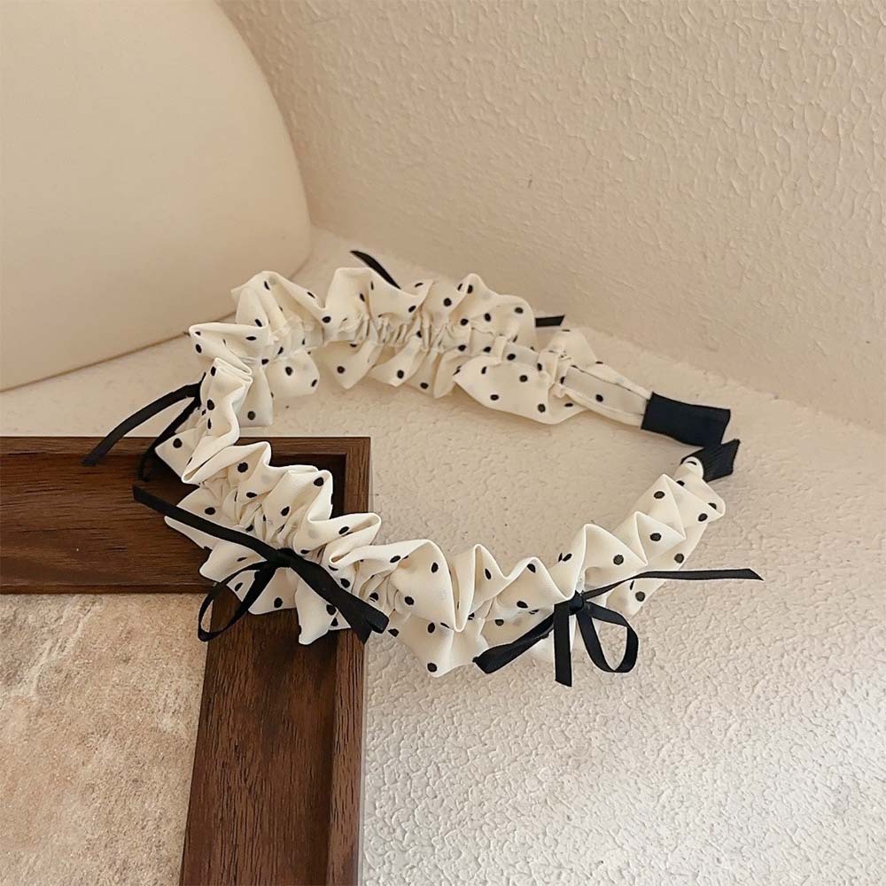 Nueva diadema con lazo de lunares plisados, versión ancha, diadema simple versátil, horquilla de presión superior de cráneo alto, accesorios para el cabello