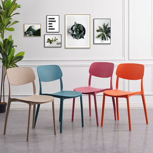 Macaron Extra Thick Candy Plastic Stool Thickened Chair Plastic Chair Nordic Dining Chair with Backrest Milk Tea Shop Stool