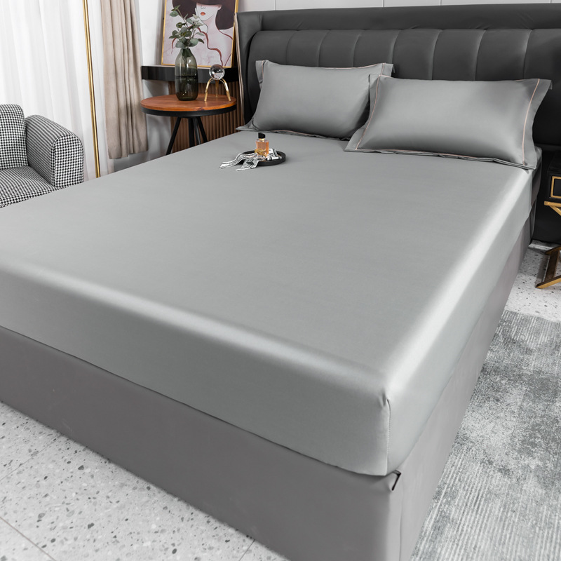 Live distribution can be washed ice silk solid color bed hat bed cover non-slip fixed Simmons mattress protective cover all-inclusive