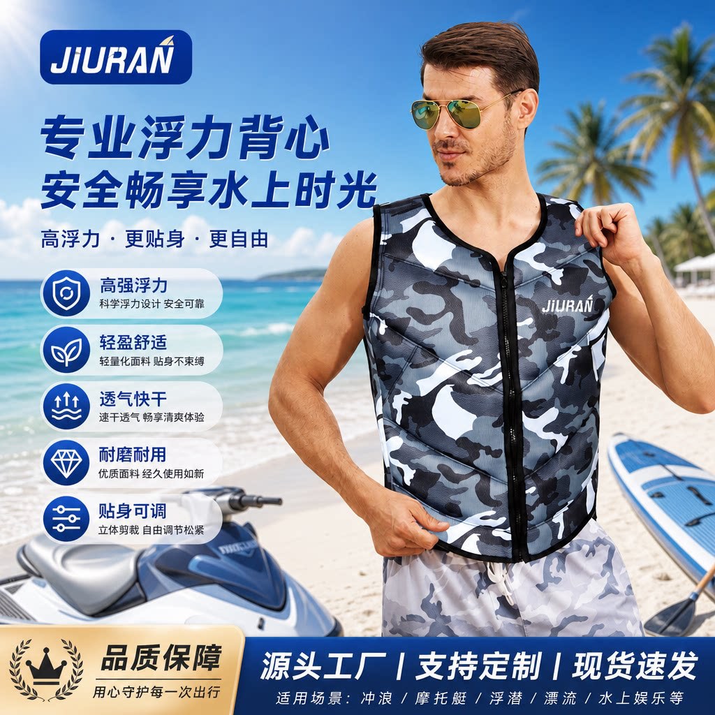 Jiuran Camouflage Buoyancy Vest for Adults and Children, Swimming Auxiliary Equipment, Fishing and Water Sports Life Vest