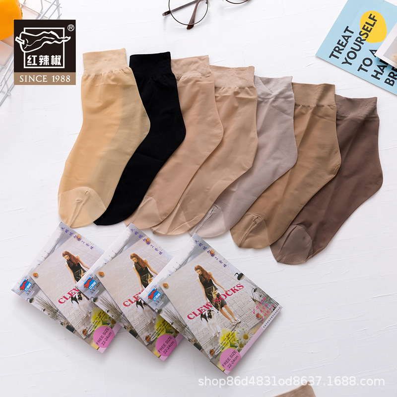10 pairs of red pepper genuine summer stockings women's velvet 0255 high elastic wear toe reinforced solid color Fishbone