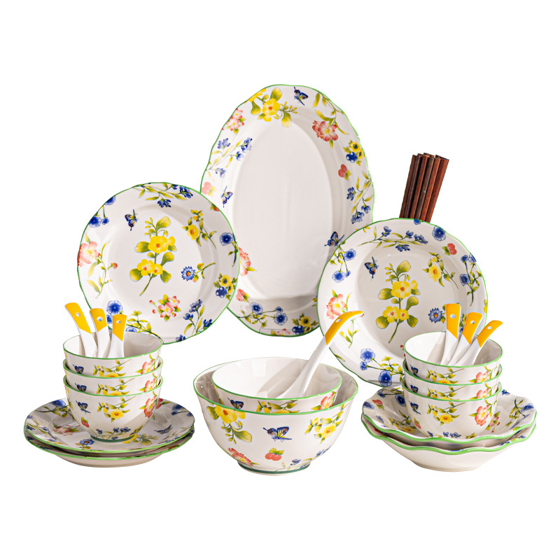 Hua Yu serie de cubiertos de cerámica de color esmaltado exquisito conjunto de platos de cerámica doméstica platos de sopa platos platos set image 6