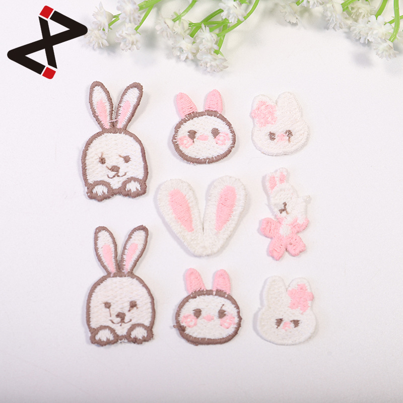 韩式儿童卡通彩色软布标布贴可爱兔耳朵系列服装修补动物刺绣布贴