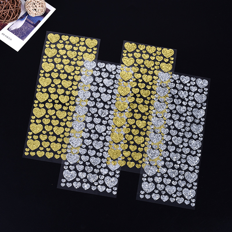 批发银粉心形爱心星星金色银色五角星金粉儿童贴纸手账装饰贴画