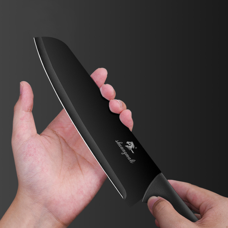 Conjunto de cuchillos de cocina de acero inoxidable transfronterizo 17 piezas de cuchillo de cuchillo de borde negro Amazon cuchillo de pintura a pulverización