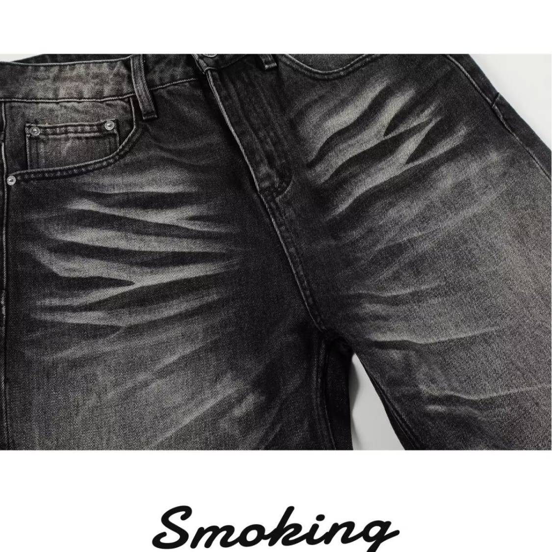 Cleanfit Heavyweight Whisker Print Jeans Retro Style For Men And Women Loose Fitting Straight Leg Wide Leg Casual Pants_mkmklike.com