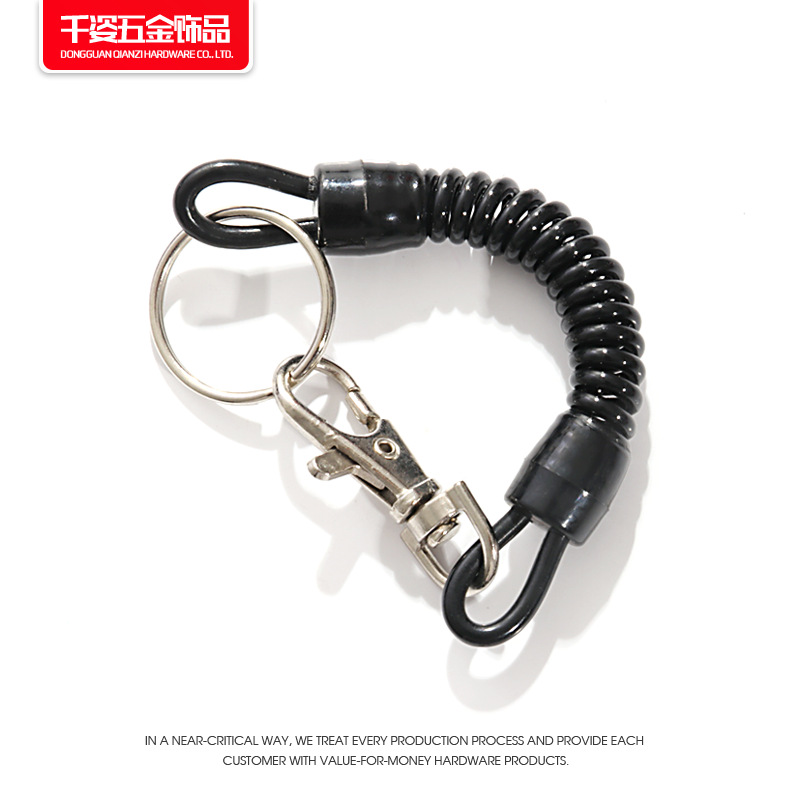 厂家供应金属钥匙扣塑料弹簧绳塑胶弹簧绳老人防丢弹簧链手机挂绳