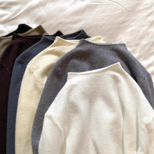 软绵绵羊绒手感半高领针织打底衫女春秋冬季加绒纯色内搭套头毛衣