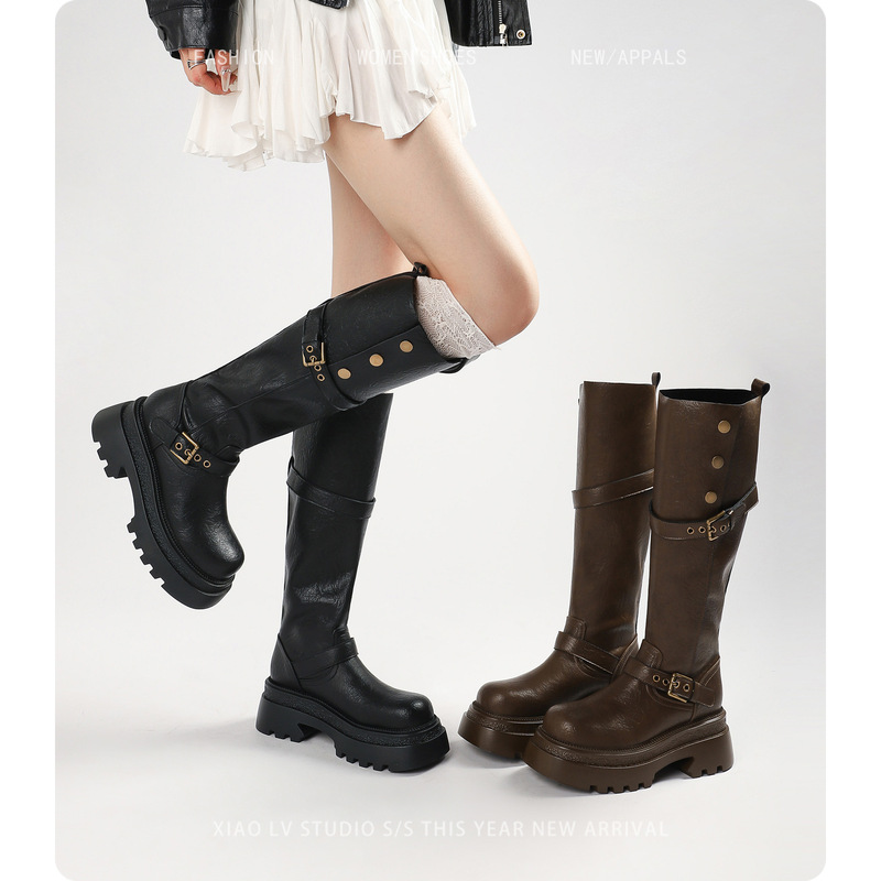 Plus-Size Women's Long Boots 2025 New Thick-Soled Boots for Wide Calves, Knee-High Boots, Large Size Women's Boots Size 41