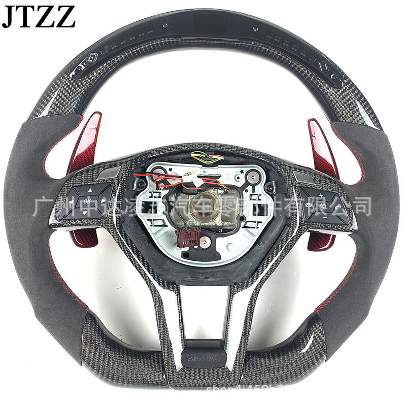 Mercedes-Benz W204 2008 2009 2010 2011 2012 yillarda ishlab chiqarilgan, LED displeyli ABC sinfidagi uglerod tolali rul uchun mos keladi.