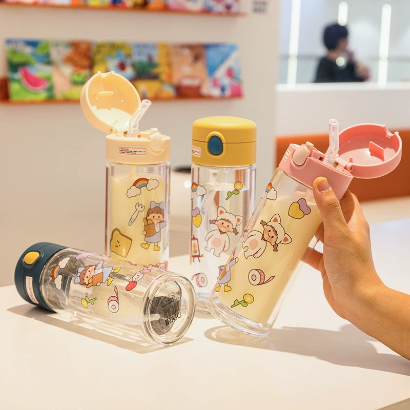 Cute double-layer summer small handheld high quality straw with glass