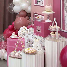10N名媛风白色甜品架 儿童生日派对点心架 粉色软萌少女心甜品台