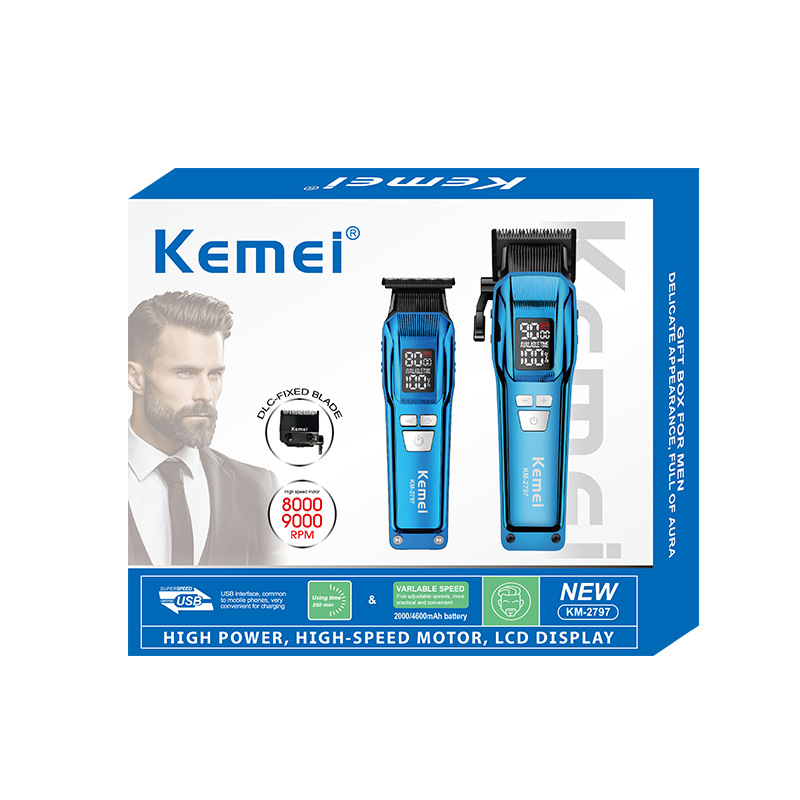 Kemei salón de peluquería especial corte de pelo eléctrico conjunto de cortador de pelo profesional afeitar tijeras eléctricas KM - 2797
