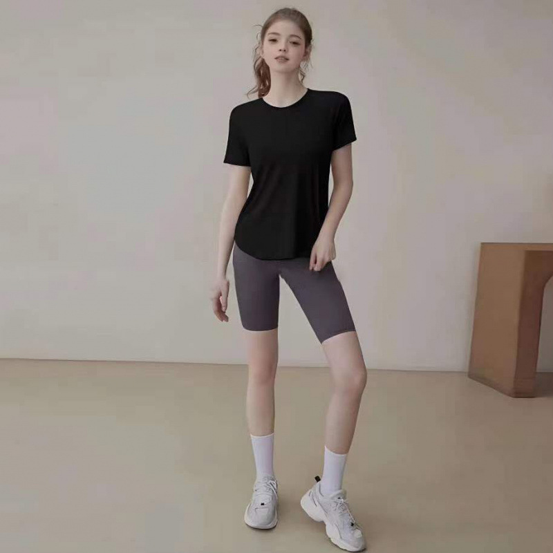 スポーツ速乾性 Tシャツ女性の大きいサイズルーズメッシュカジュアルフィットネス半袖ランニングヨガトップ女性の夏の供給|undefined