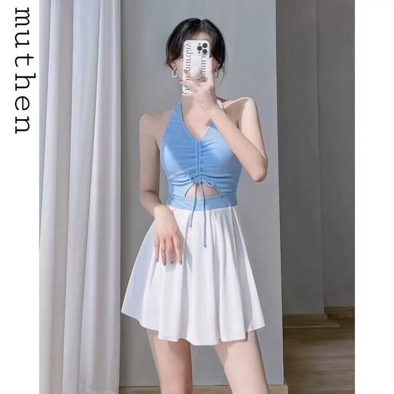 Плавки-слитный купальник женский, Conservative Slimming Tummy-Cover Azure, 2026 лето