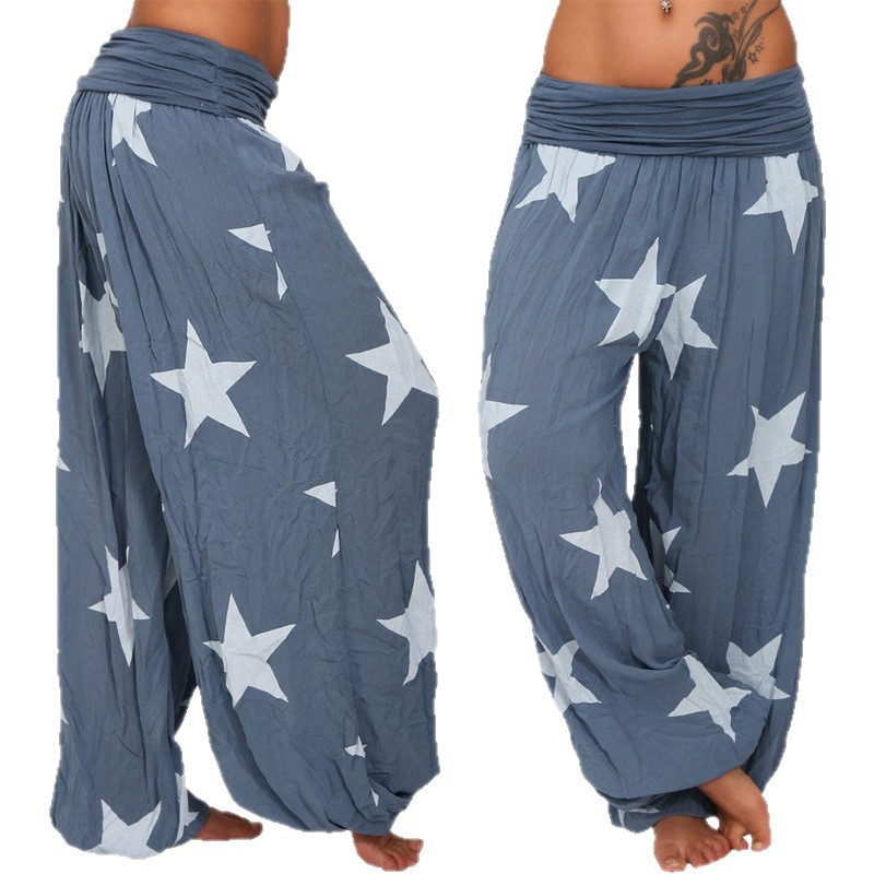 2025 Autumn and Summer Star Print Solid Color Harem Pants Plus Size Lantern Pants Ebay Aliexpress Wish Hot Item