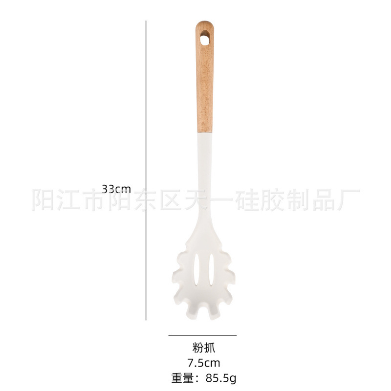 Suministros de cocina Mango de madera de silicona sartén antiadherente europea Espátula de silicona Juego de 10 piezas Juego de utensilios de cocina azul resistente a altas temperaturas