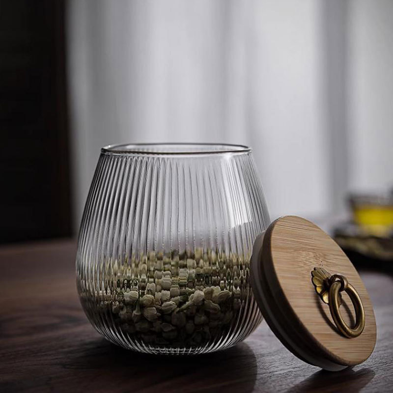 Botella de té de vidrio de alta calidad, botella de almacenamiento, botella de almacenamiento, botella de vacío de café en polvo de grado alimenticio