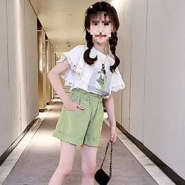 女童夏装洋气套装2023年新款网红夏季韩版儿童短裤12岁10中大童