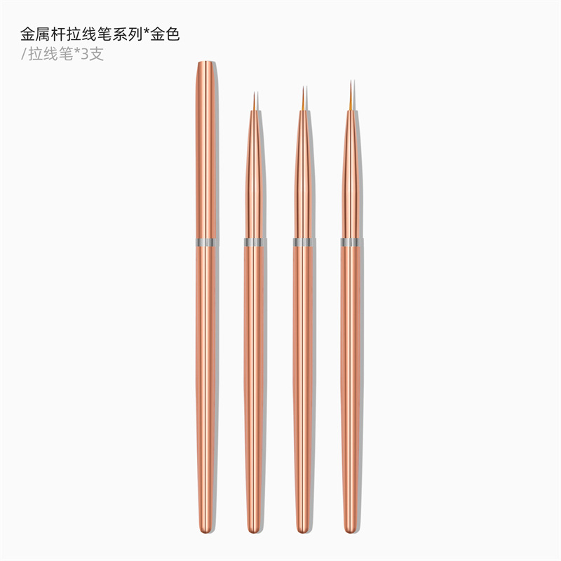 Cruz-frontera Caliente 3 Unids rosa de oro pluma de dibujo de metal titular de la pluma de uñas de pintura de la pluma gancho pluma de dibujo de línea traje