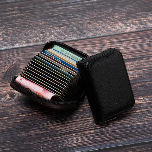 Cross-border best-selling monochrome high-fashion accordion card holder for men, small card case and money clip in one, ID holder organizer