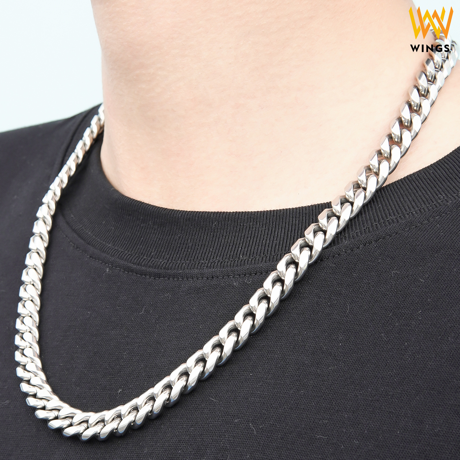 Collier polyvalent en acier titane, style européen et américain, chaîne cubaine ronde pour homme, faite main, haut de gamme et de niche._voghion.com