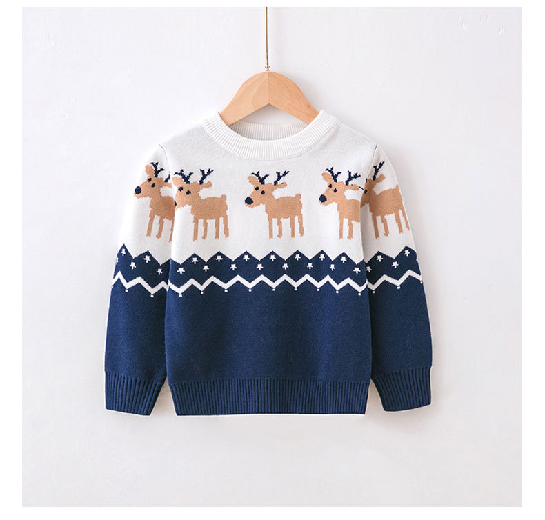 Round Neck Neckline Warm Function Regular Fit Fit Type Deer Pattern Fashion Deer Cotton Blend Hoodies & Sweaters