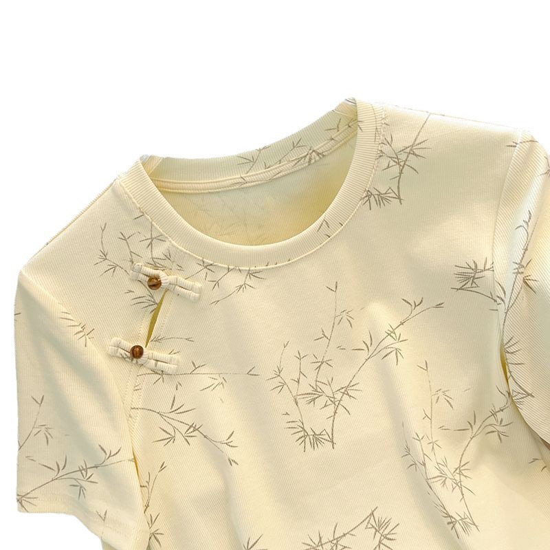 Nueva camiseta de manga corta con hebilla de disco de estilo nacional chino para mujer verano 2024 nuevas mujeres sueltas y delgadas de gran tamaño con cuello redondo image 6