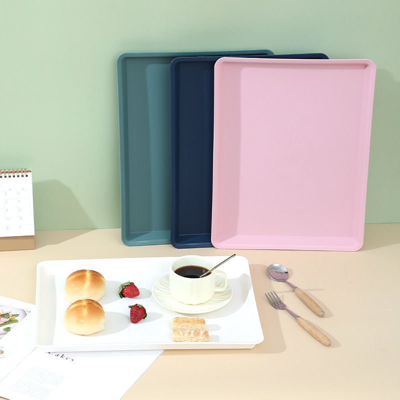 Rectangular plate restaurant food service anti-slip serving tray assembly line commercial plate colorful plastic dining tray fast food restaurant
