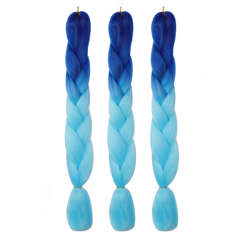 Gran trenza color peluca africana jumbo braid hair gradiente de fibra química trenza de seda de alta temperatura sucia