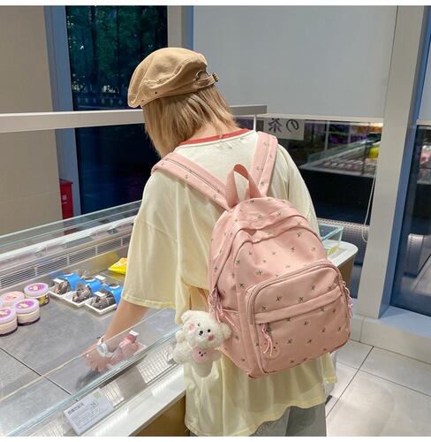  New Small Floral Backpack Campus Style Female Small Fresh Student Travel Bag Korean Version Large Capacity Backpack