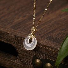 s925纯银新款四叶草平安扣项链小众轻奢高级感女生锁骨链配饰批发