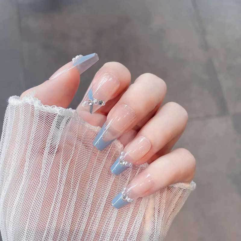 Yi danza de uñas de desgaste largo pegatinas diamante parche de uñas terminado uñas falsas en línea celebridad mismo estilo parche desmontable