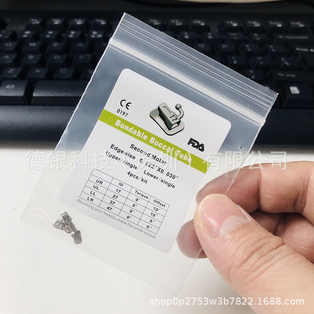 Tubo bucal de ortodoncia dental ROTH MBT tubo bucal cuadrado de alambre recto fondo de malla edgewise 4 piez/bolsa