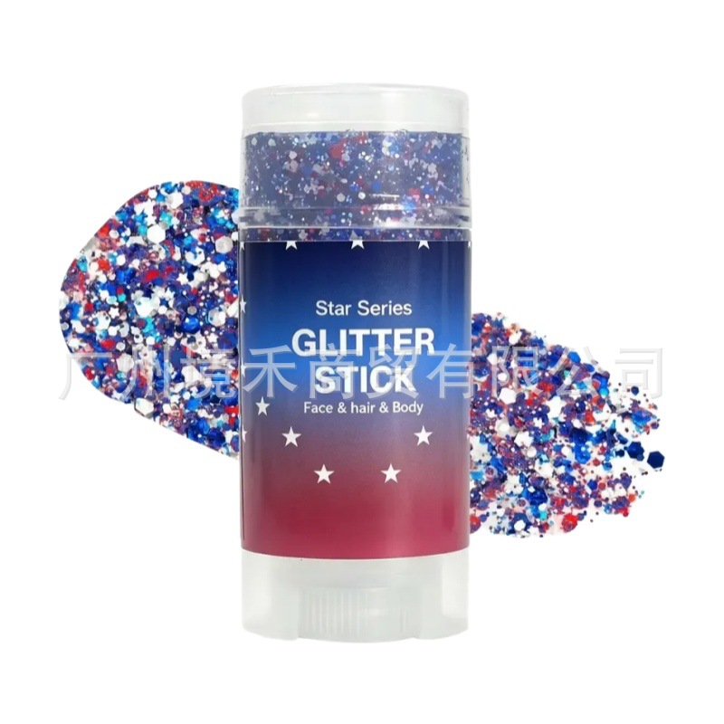 亮粉棒 打造闪亮妆容氛围感 Patriotic Face Hair Glitter Stick