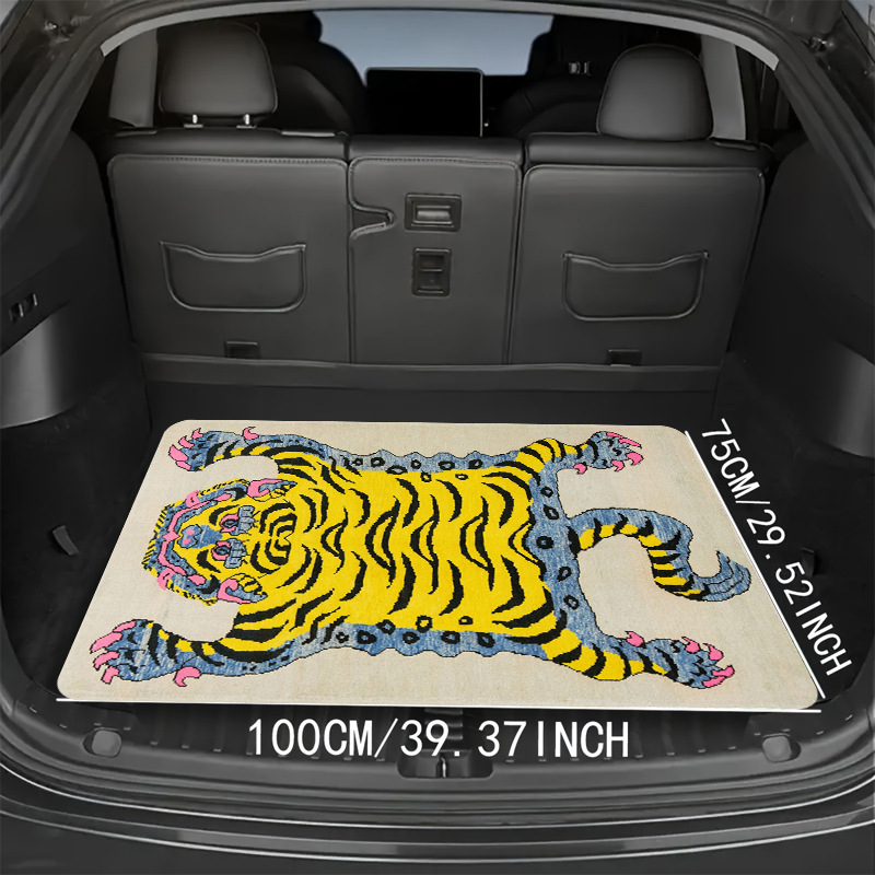 Cross-border generation American retro tiger crystal velvet dirt-resistant easy to take care of car trunk mat non-slip storage mat