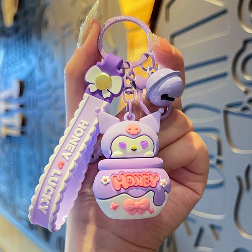 New Sanrio Honey Pot Spoon Charm Cute Rabbit Plush Toy Hanger Decor Couple Schoolbag Charms Exquisite Figurine Wholesale